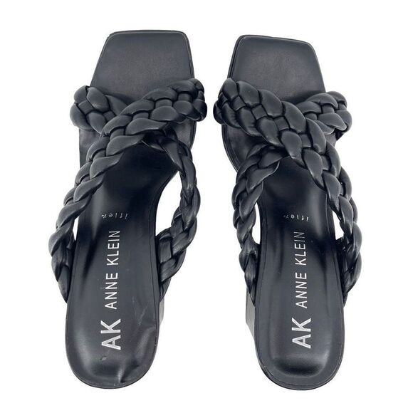 Anne Klein Aiden Chunky Platform Black Faux Leather Block Heel Sandal Size 10 - Picture 15 of 16